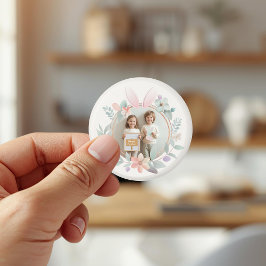 Elegant Pastel Easter Photo Frame with Bunny Ears  Magneet