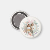Elegant Pastel Easter Photo Frame with Bunny Ears Magneet (Voorkant / Achterkant)