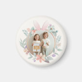 Elegant Pastel Easter Photo Frame with Bunny Ears Magneet (Voorkant)