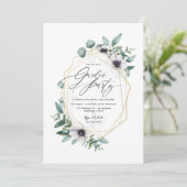 Elegant Pastel Eucalyptus en Anemone Tuinfeest Kaart (Staand voorkant)