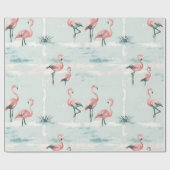 Elegant pastel flamingo patroon cadeaupapier (Vlak)