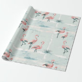 Elegant pastel flamingo patroon cadeaupapier (Uitgerold)