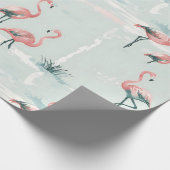 Elegant pastel flamingo patroon cadeaupapier (Hoek)