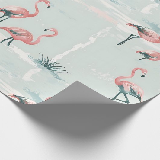 Elegant pastel flamingo patroon cadeaupapier (Hoek)