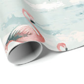Elegant pastel flamingo patroon cadeaupapier (Rol Hoek)