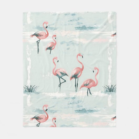 Elegant pastel flamingo patroon fleece deken (Voorkant)