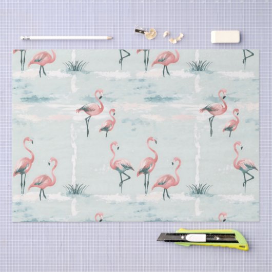Elegant pastel flamingo patroon tissuepapier (Craft)