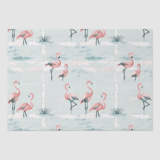 Elegant pastel flamingo patroon tissuepapier (Voorkant)