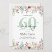 Elegant Pastel Floral 60th Birthday Party Kaart (Voorkant)