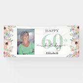 Elegant Pastel Floral 60th Birthday Party Photo  Spandoek (Horizontaal)