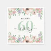 Elegant Pastel Floral 60th Birthday Party Servet (Voorkant)