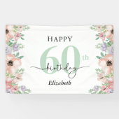 Elegant Pastel Floral 60th Birthday Party  Spandoek (Horizontaal)