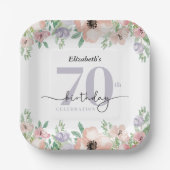 Elegant Pastel Floral 70th Birthday Party Papieren Bordje (Voorkant)