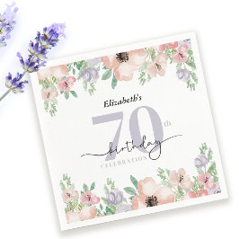 Elegant Pastel Floral 70th Birthday Party Servet