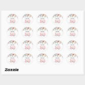 Elegant Pastel Floral 80th Birthday Party Ronde Sticker (Vel)