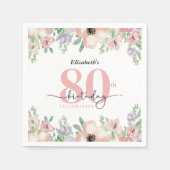 Elegant Pastel Floral 80th Birthday Party Servet (Voorkant)