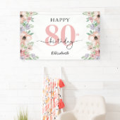 Elegant Pastel Floral 80th Birthday Party Spandoek (Insitu)