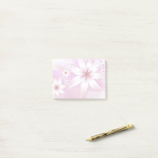 Elegant Pastel Floral Abstract | Witte roze Post-it® Notes (Op bureau)