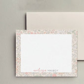 Elegant Pastel Floral Blush Custom Name Note Card