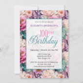 Elegant Pastel Floral Garden 100th Birthday Kaart (Voorkant)