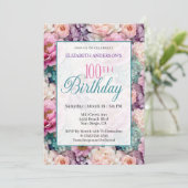 Elegant Pastel Floral Garden 100th Birthday Kaart (Staand voorkant)