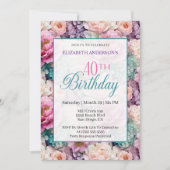 Elegant Pastel Floral Garden 40th Birthday Kaart (Voorkant)