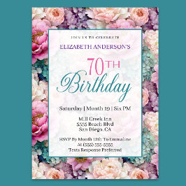 Elegant Pastel Floral Garden 70th Birthday Kaart