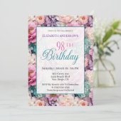 Elegant Pastel Floral Garden 98th Birthday Kaart (Staand voorkant)