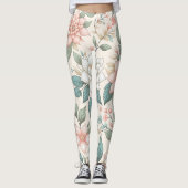 Elegant Pastel Floral Leggings (Voorkant)