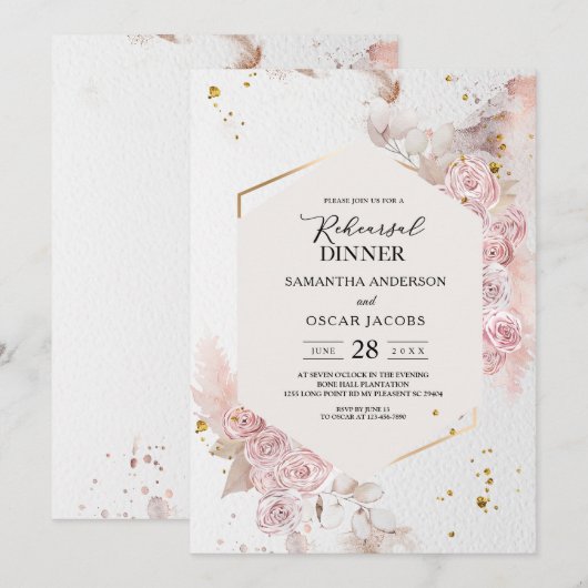 Elegant Pastel Floral Lijst Fancy Kaart (Voorkant / Achterkant)