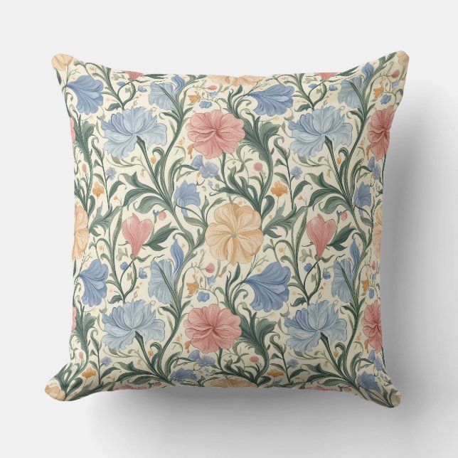 Elegant Pastel Floral Pattern Kussen (Voorkant)
