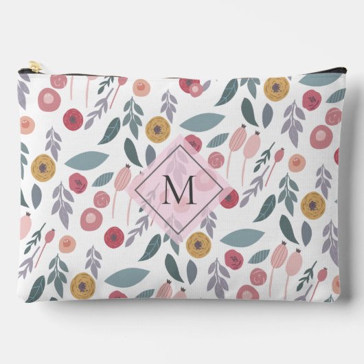 Elegant Pastel Floral Pattern Monogram Etui (Voorkant)