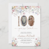 Elegant Pastel Floral Photo 100th Birthday Kaart (Voorkant)