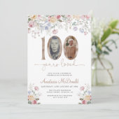Elegant Pastel Floral Photo 100th Birthday Kaart (Staand voorkant)