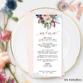 Elegant Pastel Floral Quinceañera Menu
