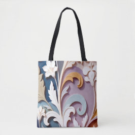 Elegant Pastel Floral Relief Pattern Tote Bag