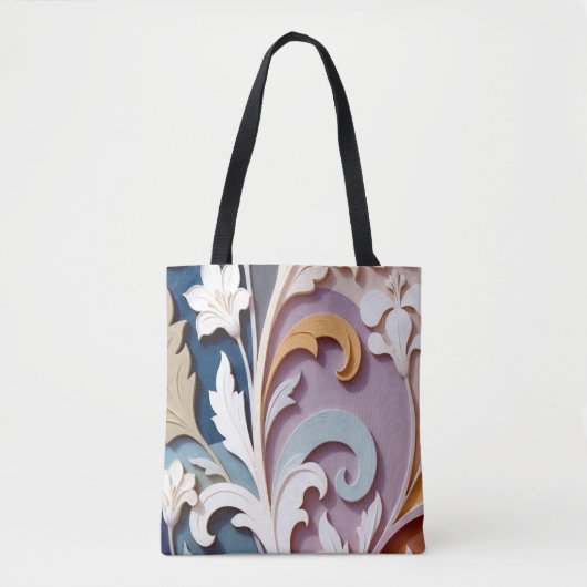 Elegant Pastel Floral Relief Pattern Tote Bag (Voorkant)