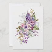 Elegant Pastel Floral Waterverf Paarse bruiloft Kaart (Achterkant)