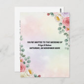 Elegant Pastel Floral Wedding Invitation Postcard Briefkaart (Voorkant / Achterkant)