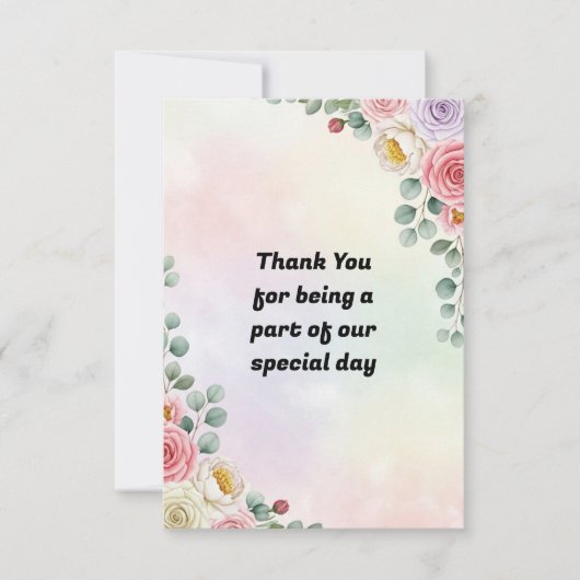 Elegant Pastel Floral Wedding Thank You Card Bedankkaart (Voorkant)
