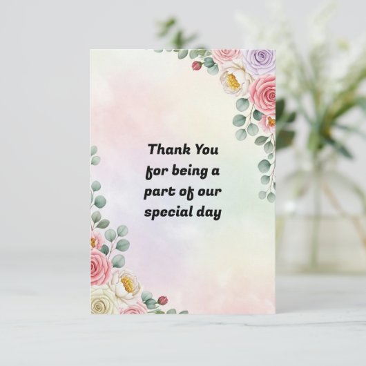 Elegant Pastel Floral Wedding Thank You Card Bedankkaart (Staand voorkant)
