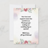 Elegant Pastel Floral Wedding Thank You Card Bedankkaart (Achterkant)