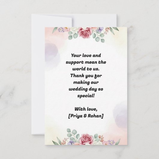 Elegant Pastel Floral Wedding Thank You Card Bedankkaart (Achterkant)