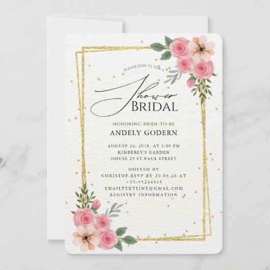  Elegant Pastel Flower Bridal Shower Kaart (Voorkant)