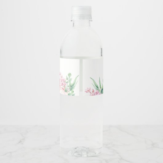 Elegant Pastel Flowers | Eerste mededeling Waterfles Etiket (Achterkant)