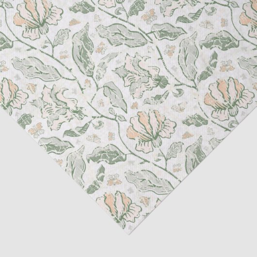Elegant Pastel Flowers Floral Pattern Tissuepapier (Detail)
