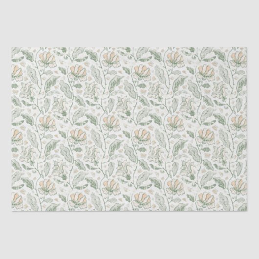 Elegant Pastel Flowers Floral Pattern Tissuepapier (Voorkant)