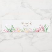Elegant Pastel Flowers | Gepersonaliseerd baptisme Waterfles Etiket (Enkel label)