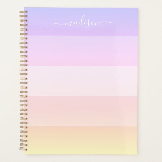 Elegant pastel gestreepte naamplanner planner (Voorkant)
