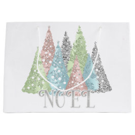 Elegant pastel Glitter kerstboom Gift Bag Groot Cadeauzakje